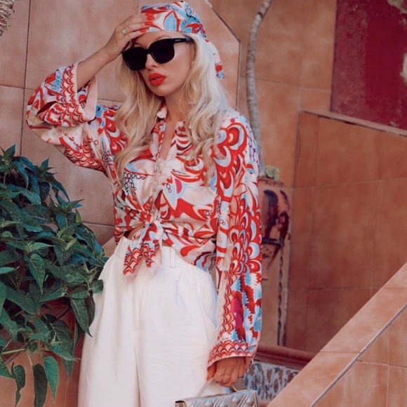 Blogger's Fav|NWT Zara Blouse With Scarf - Picture 2 of 16